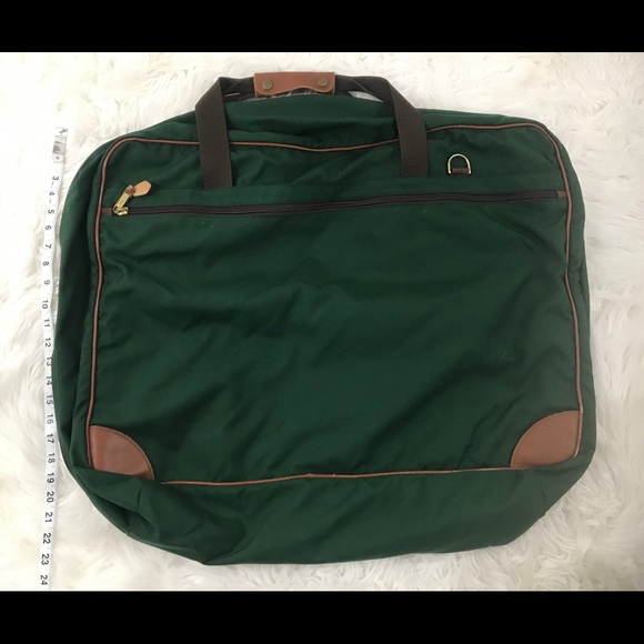 L L Bean Green Canvas Travel Luggage Suitcase Vtg - Picture 9 of 11